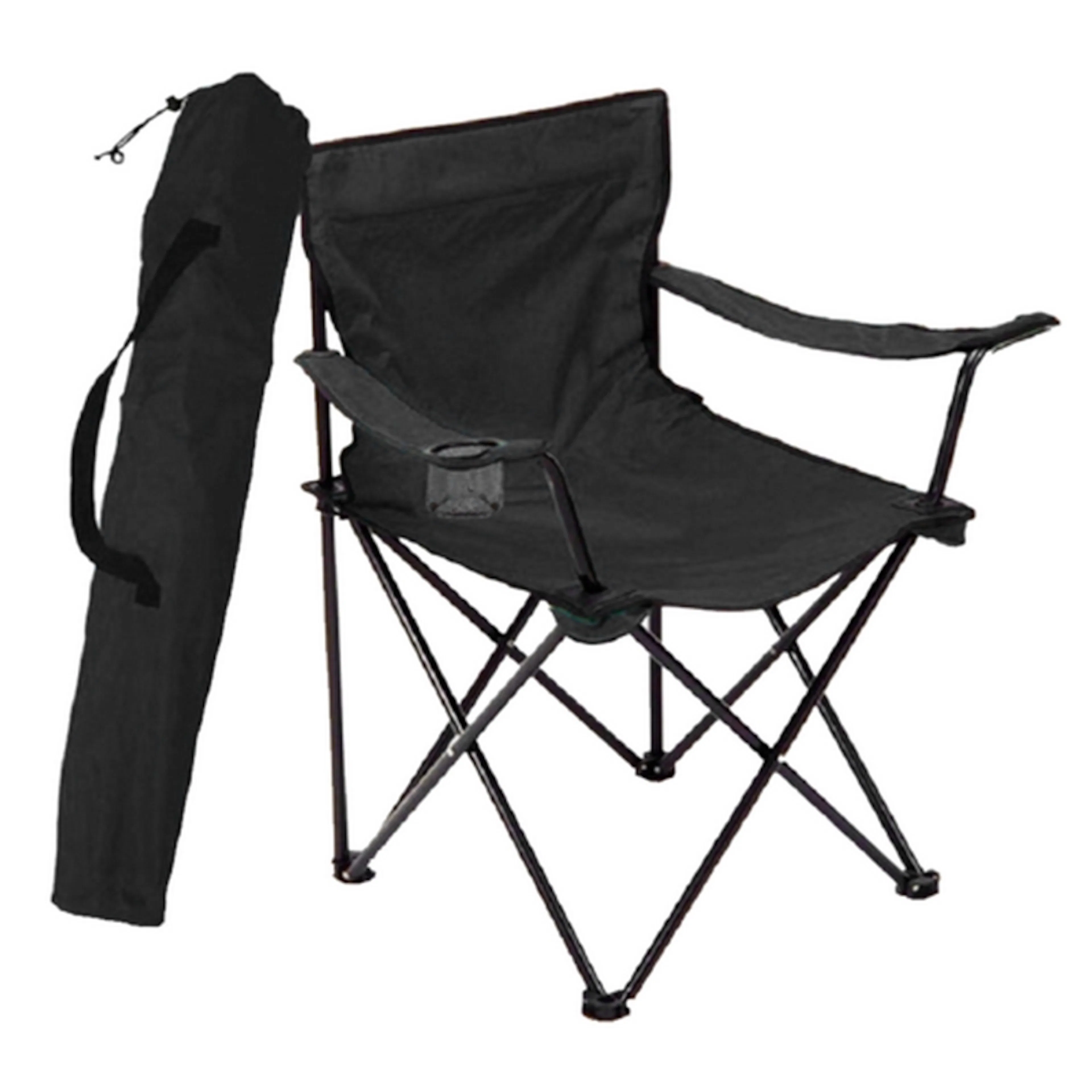Campingstol Briv Svart Hopfällbar Med Förvaringspåse