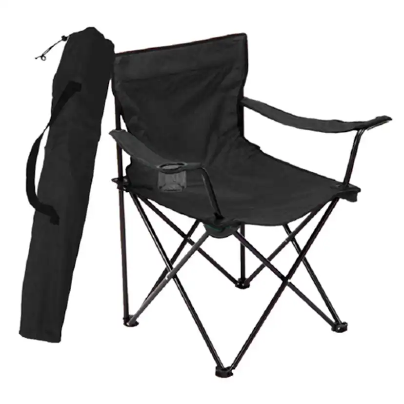 Campingstol Briv Svart Hopfällbar Med Förvaringspåse