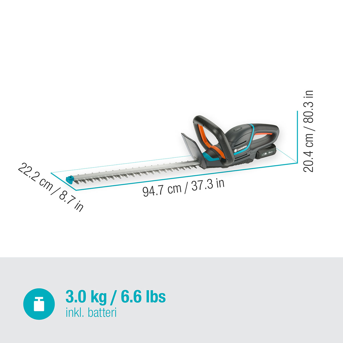 Häcksax Gardena ComfortCut 50/18V P4A Komplett (2,0Ah batteri + standardladdare)