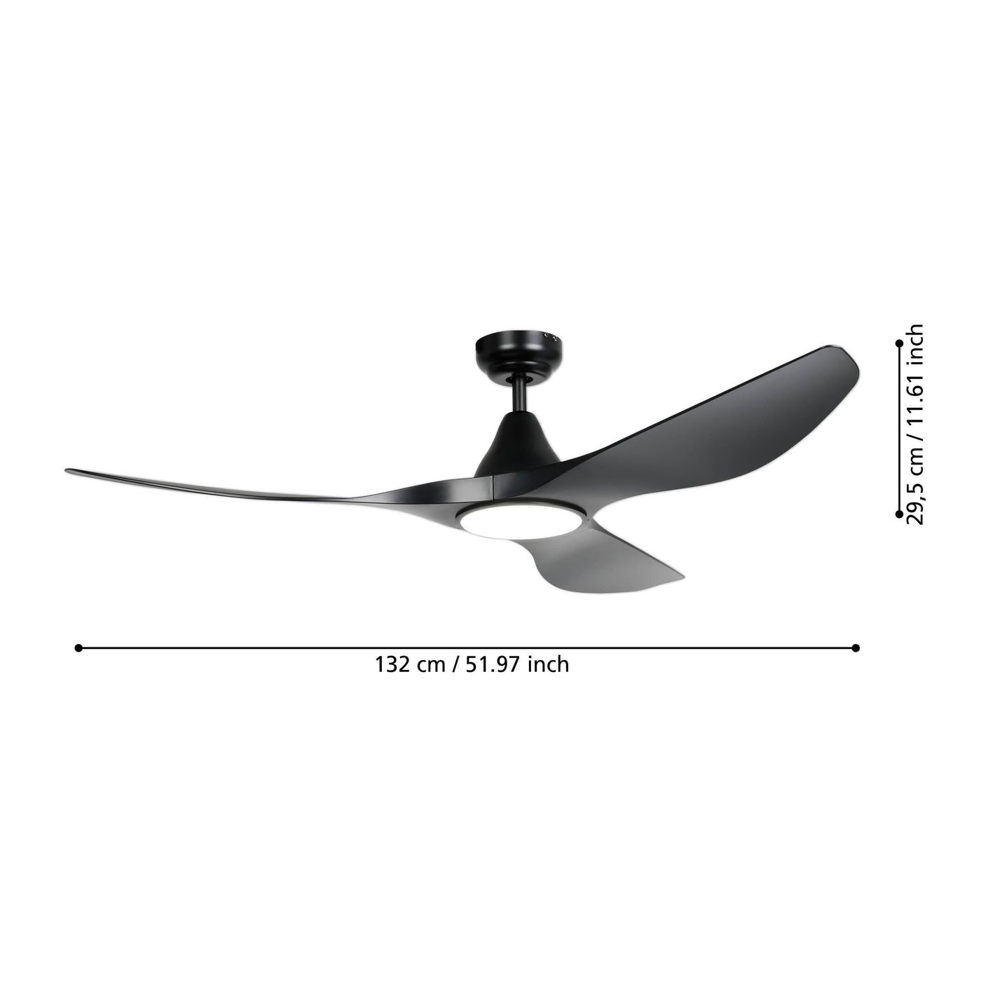 Takfläkt med Lampa Eglo Portsea Svart-Matt