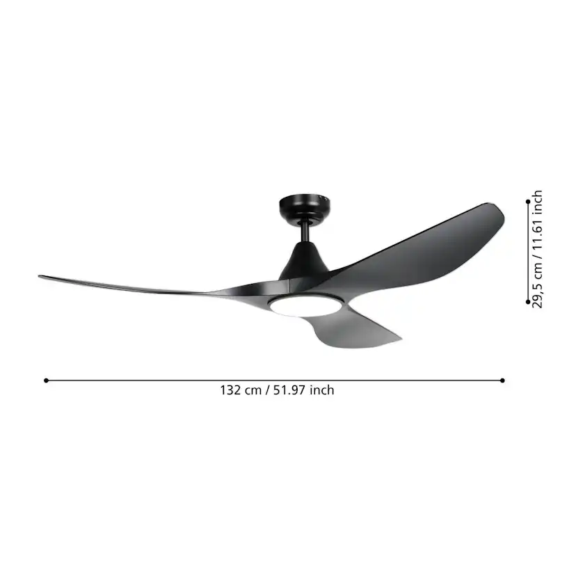 Takfläkt med Lampa Eglo Portsea Svart-Matt