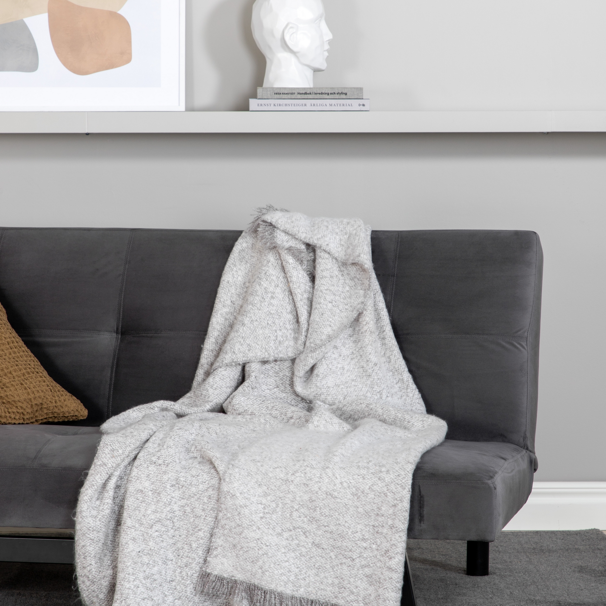 Bäddsoffa Venture Home Bodil Grå Sammet 2-sitssoffa 180x80x55 cm 1 Sovplats