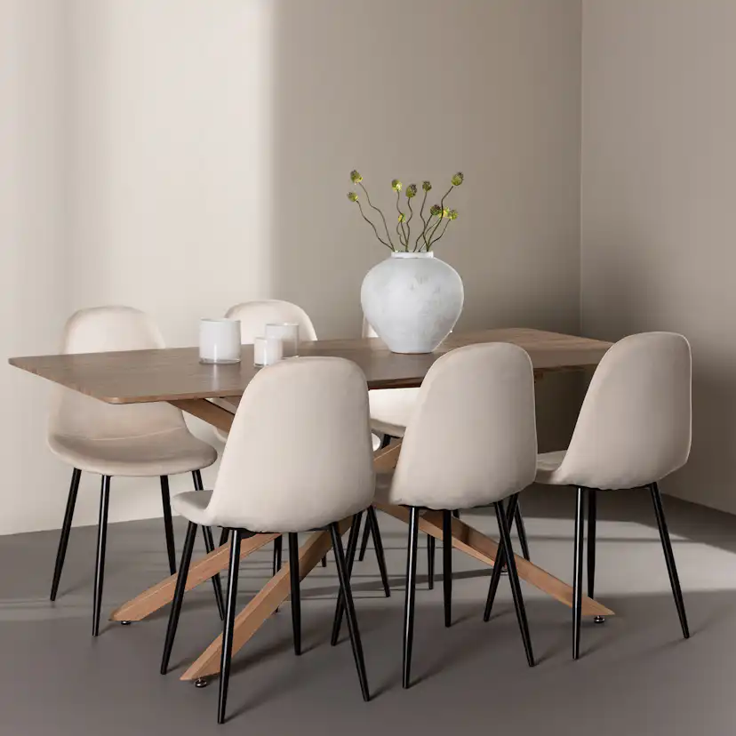 Matgrupp Venture Home Piazza 180 med 6 st Polar Stolar Sammet