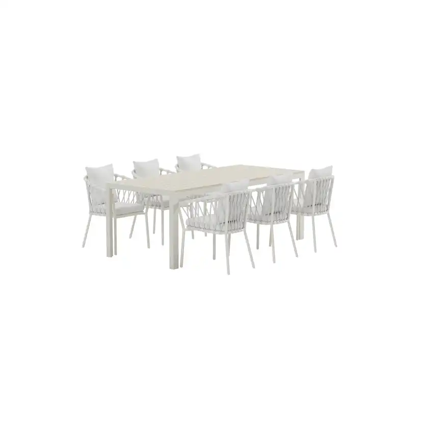 Matgrupp Utomhus Venture Home Mirko 90x205 cm med 6 st Linos Trädgårdsstolar