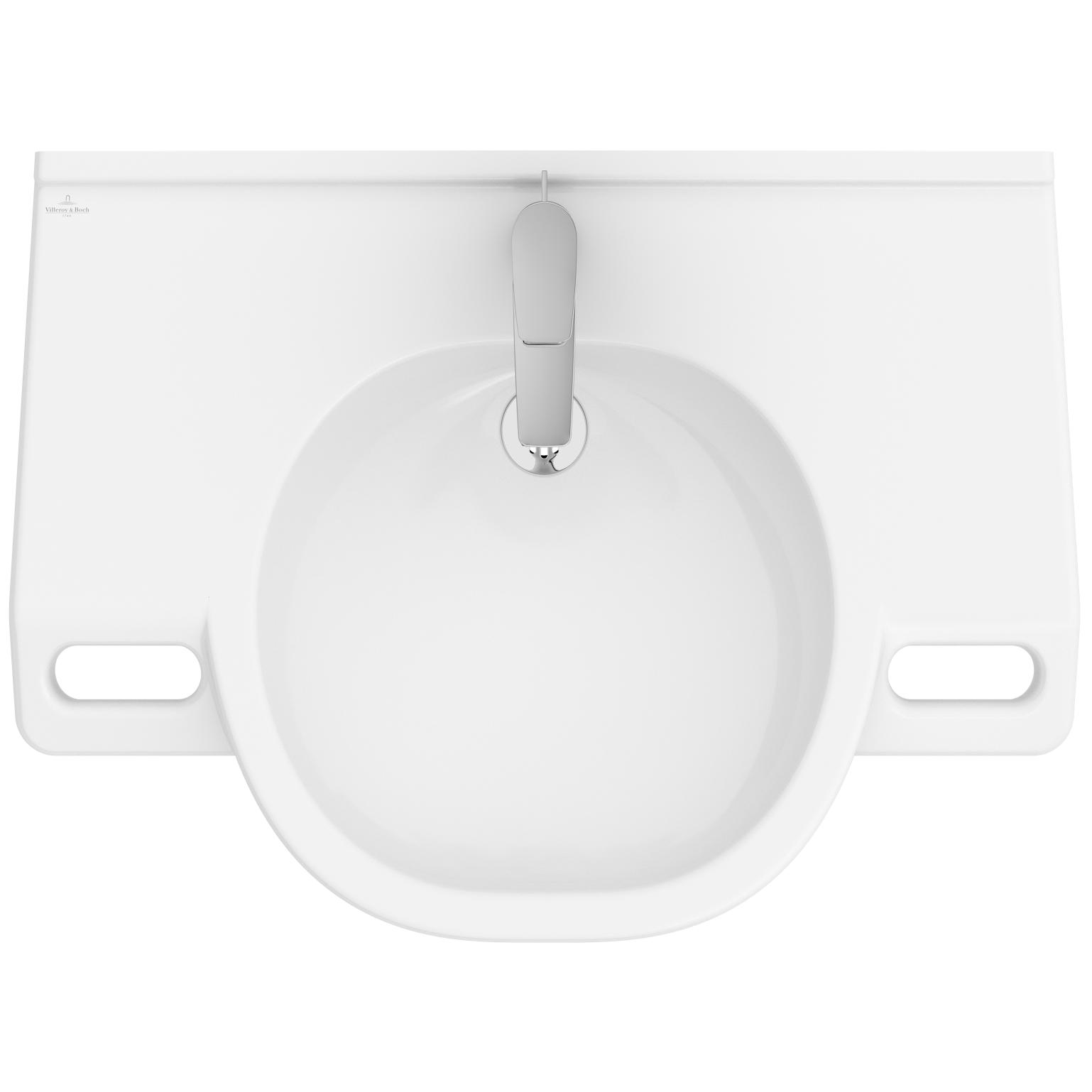 Tvättställ villeroy & Boch O.novo Vita 412080R1 Vit Alpin CeramicPlus, Med Bräddavlopp, Med Blandarhål, för Trehålsblandare