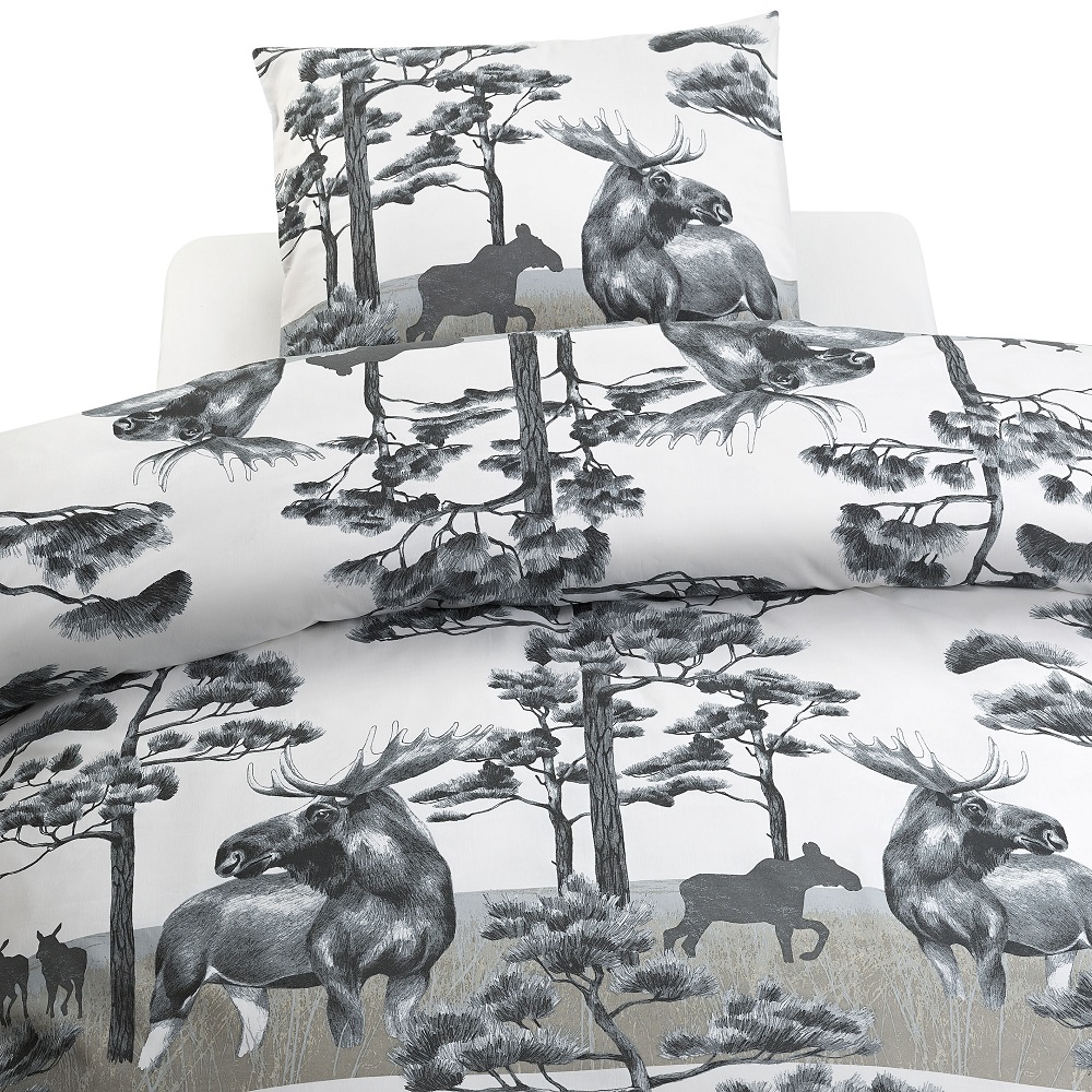 Påslakanset Borganäs of Sweden Älg Grå Enkelsäng