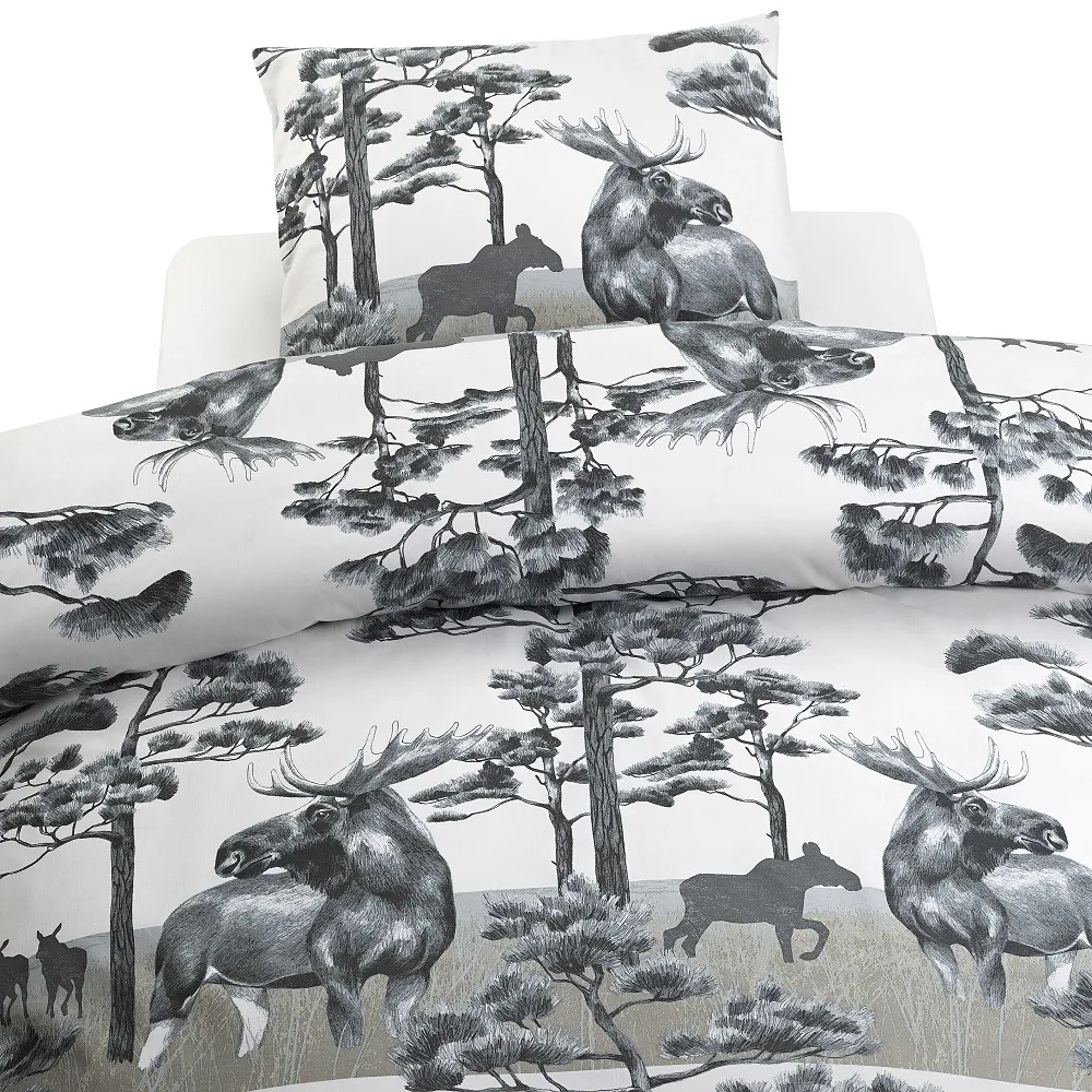 Påslakanset Borganäs of Sweden Älg Grå Enkelsäng