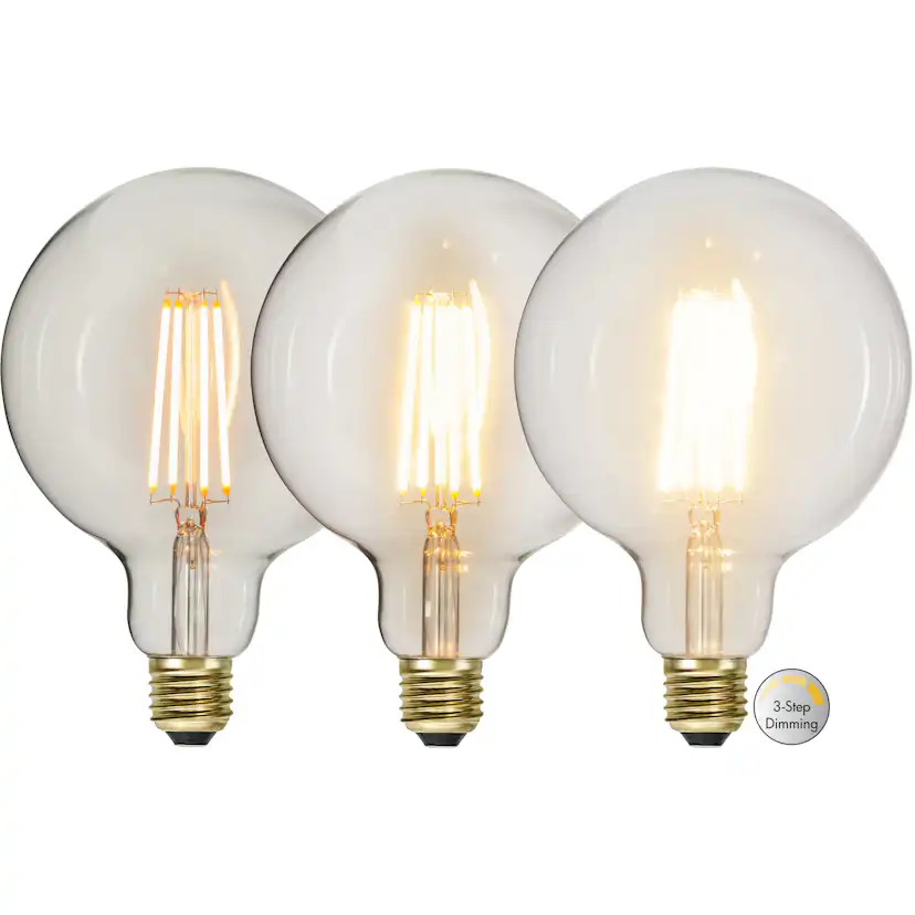 LED-lampa Star Trading E27 G125 Soft Glow 3-step Dimbar