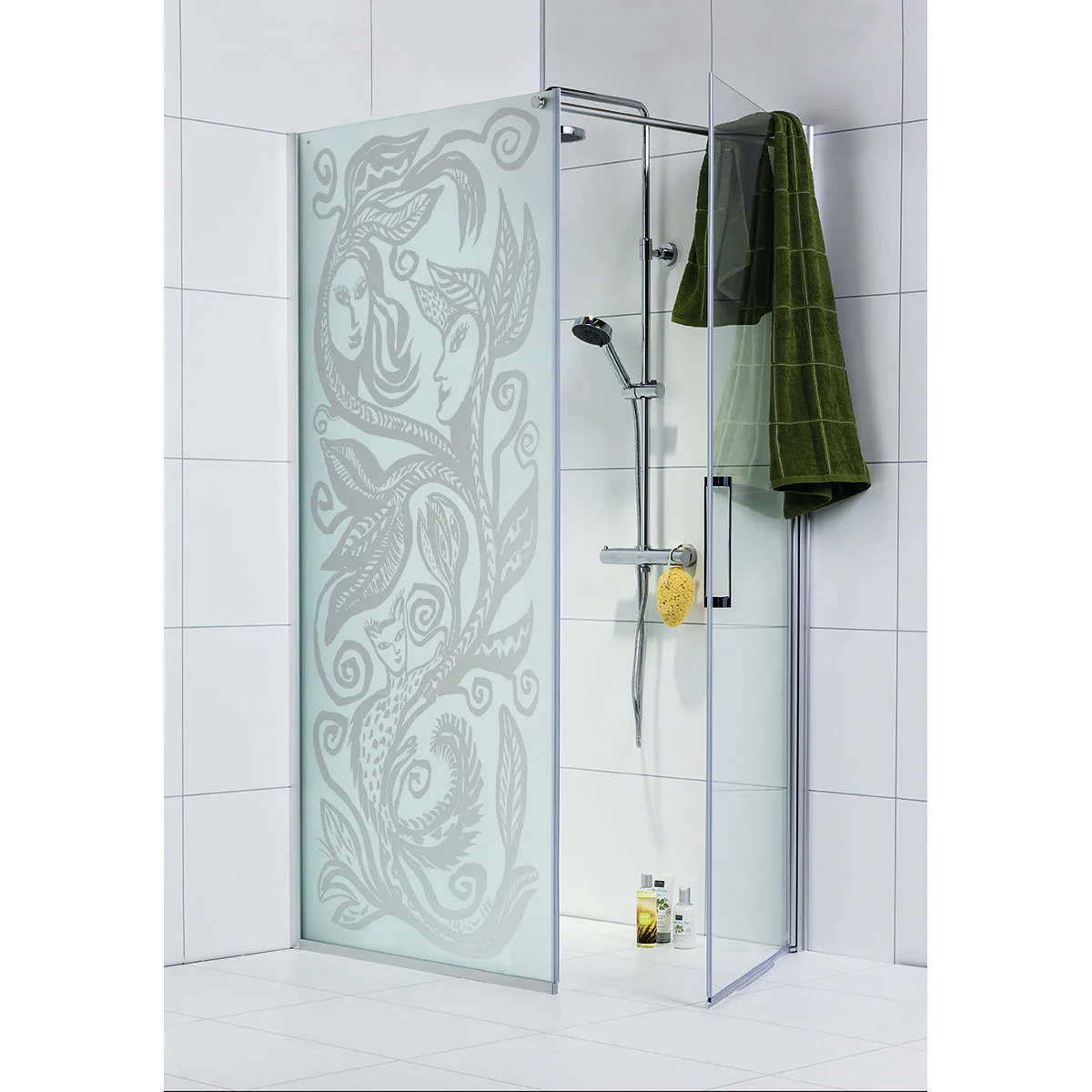 Duschhörna FROST CONCEPT VÄGG 1150 HAPPY DÖRR 900 KLAR 1175x885x2022 mm
