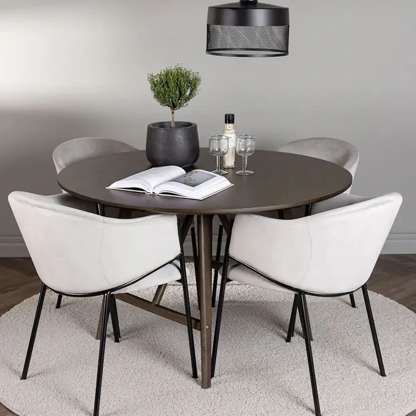 Matgrupp Venture Home Kaseidon Ø100 cm med 4 st Evelina stolar