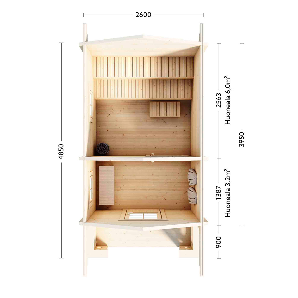 Bastu Luoman Lillevilla Tiira 10,3 m² Fristående Utebastu med Sadeltak