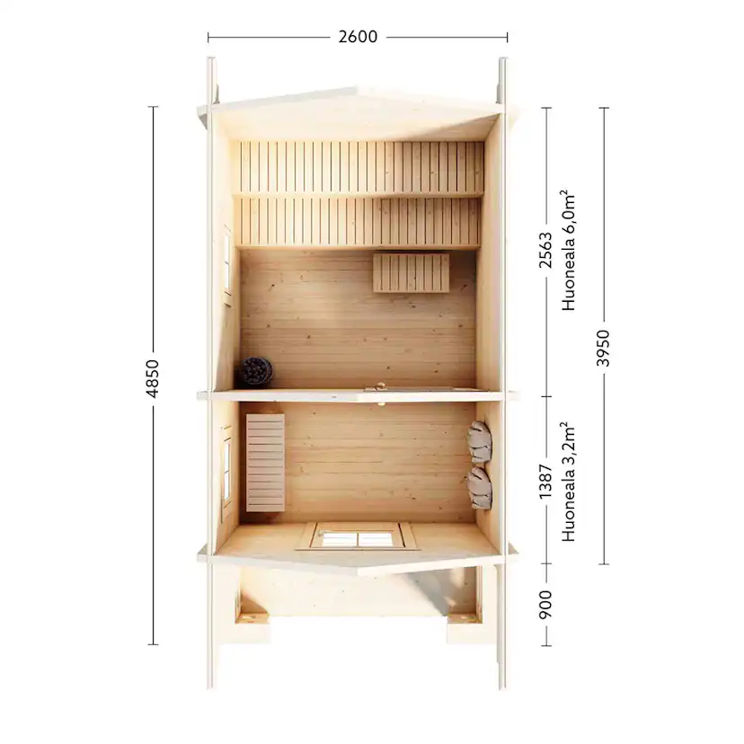 Bastu Luoman Lillevilla Tiira 10,3 m² Fristående Utebastu med Sadeltak
