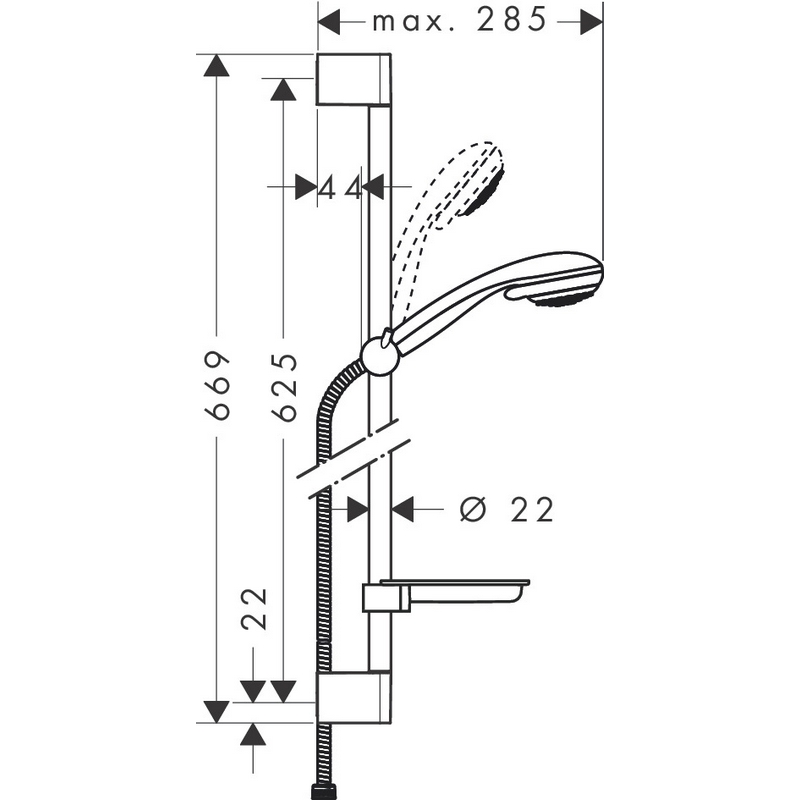 Duschset Hansgrohe Crometta Vario 85 65 cm med Tvålkopp