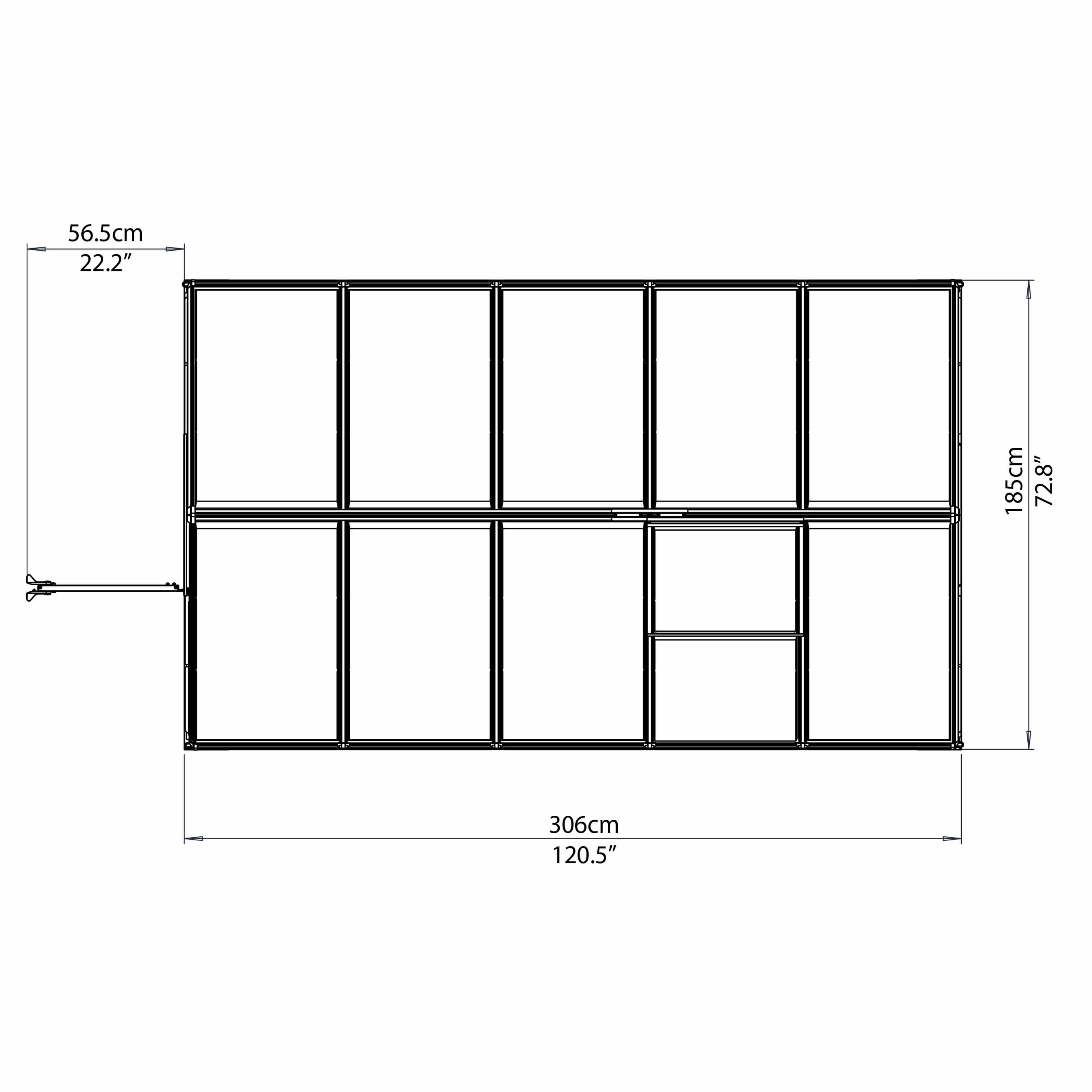 Växthus gop Multi Line Mythos Aluminiumram med UV-Skyddat Polykarbonatglas, 5.7 m²
