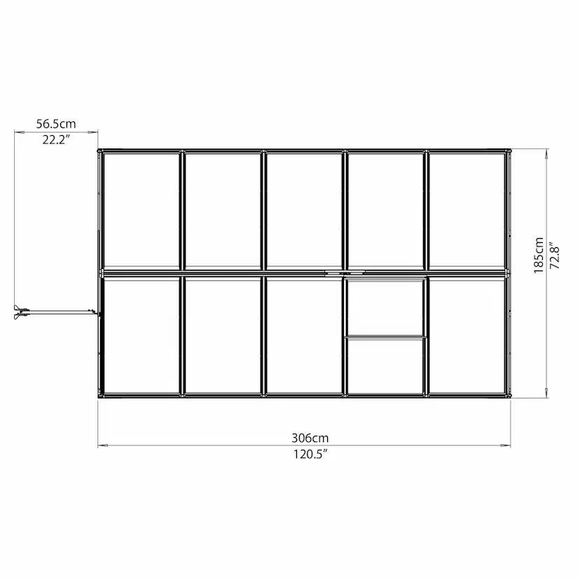 Växthus gop Multi Line Mythos Aluminiumram med UV-Skyddat Polykarbonatglas, 5.7 m²