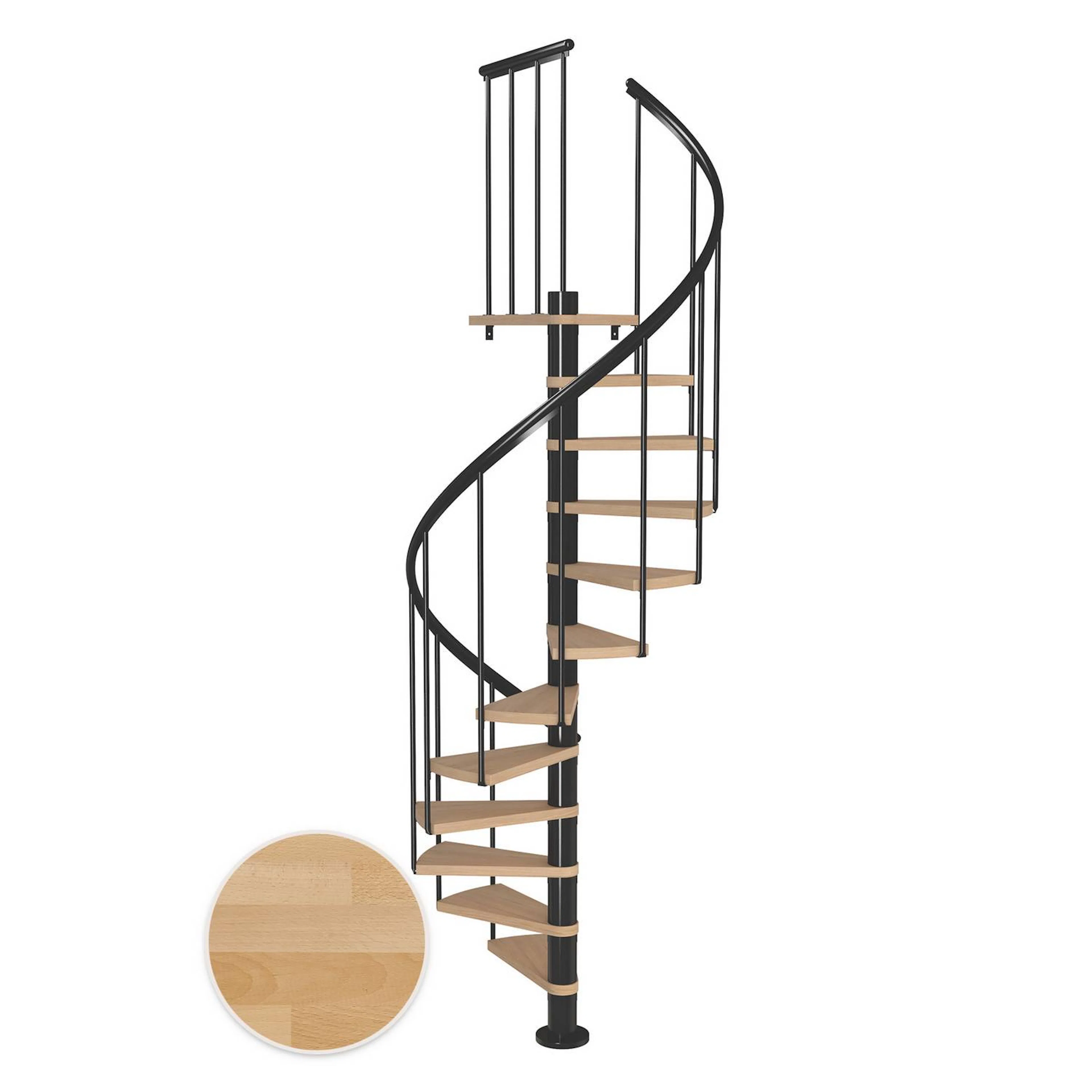 MONTREAL spiral bok oljad antracit CLASSIC2 11T Ø120 Antracit, Golv till golv höjd: 2500-2860 mm, 11+1 steg