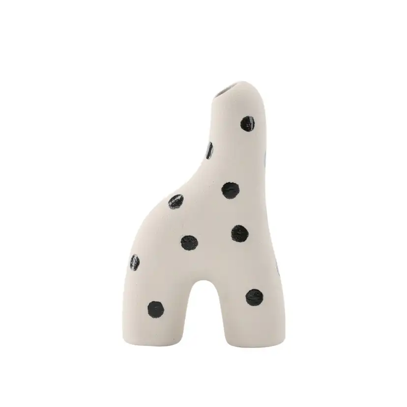 Aya Vase - White/Black Dots - 9*4*16Hcm Vit/Svart