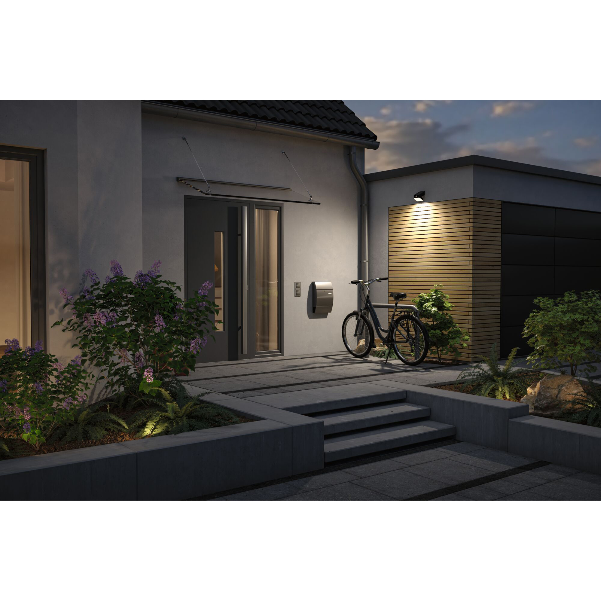 Fasadbelysning Solcell Paulmann Lesly LED med Skymningsstyrd rörelsedetektor IP65