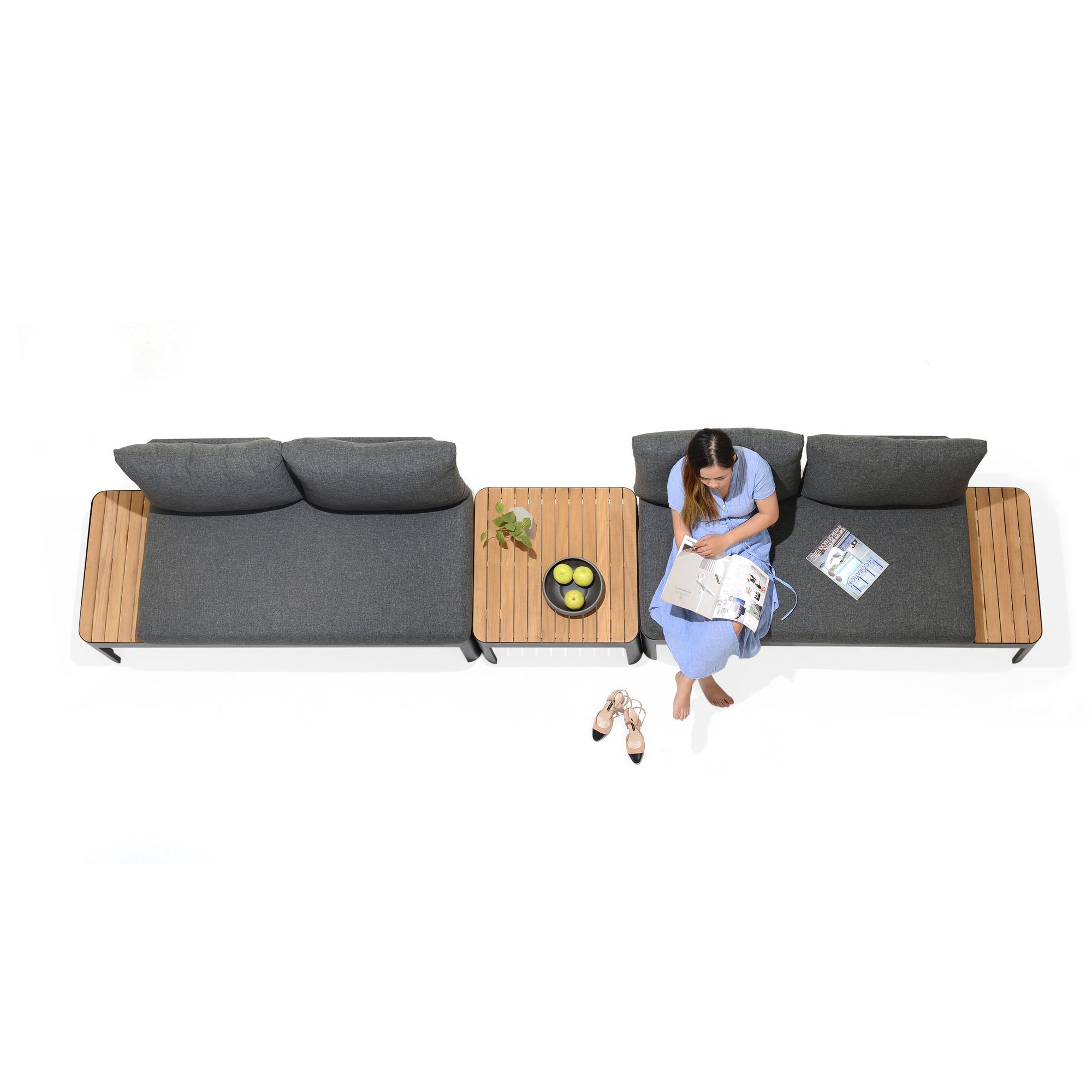 Loungegrupp LifestyleGarden Portals Modeluset 2x 2-sitssoffor + soffbord Svart
