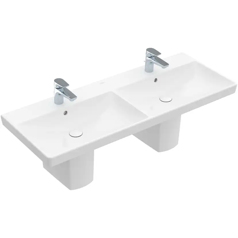 Tvättställ villeroy & Boch Avento 4A23CK01 Vit Alpin, Med Bräddavlopp, för Två Trehålsblandare