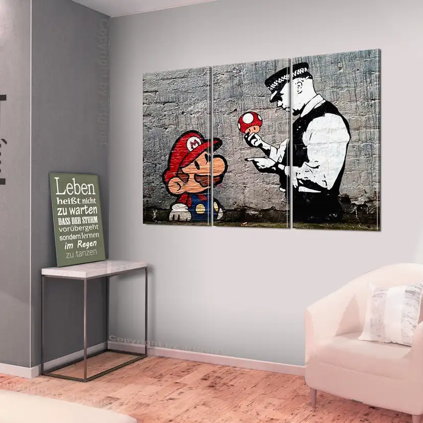 Tavla Arkiio Super Mario Mushroom Cop By Banksy