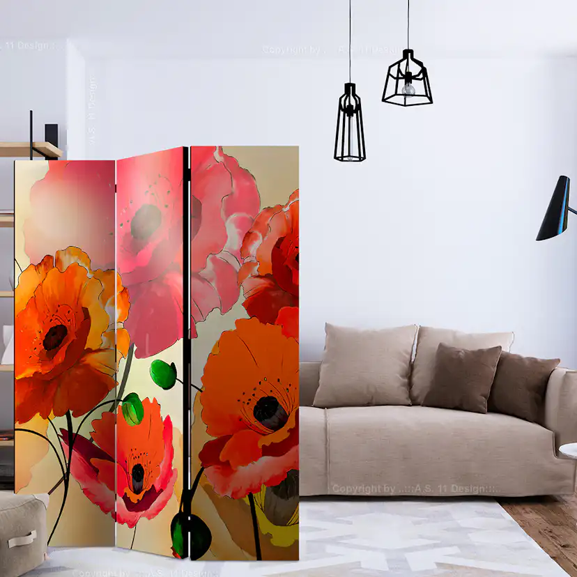 Rumsavdelare Skärmvägg Arkiio Velvet Poppies Motiv 3 135x172 cm