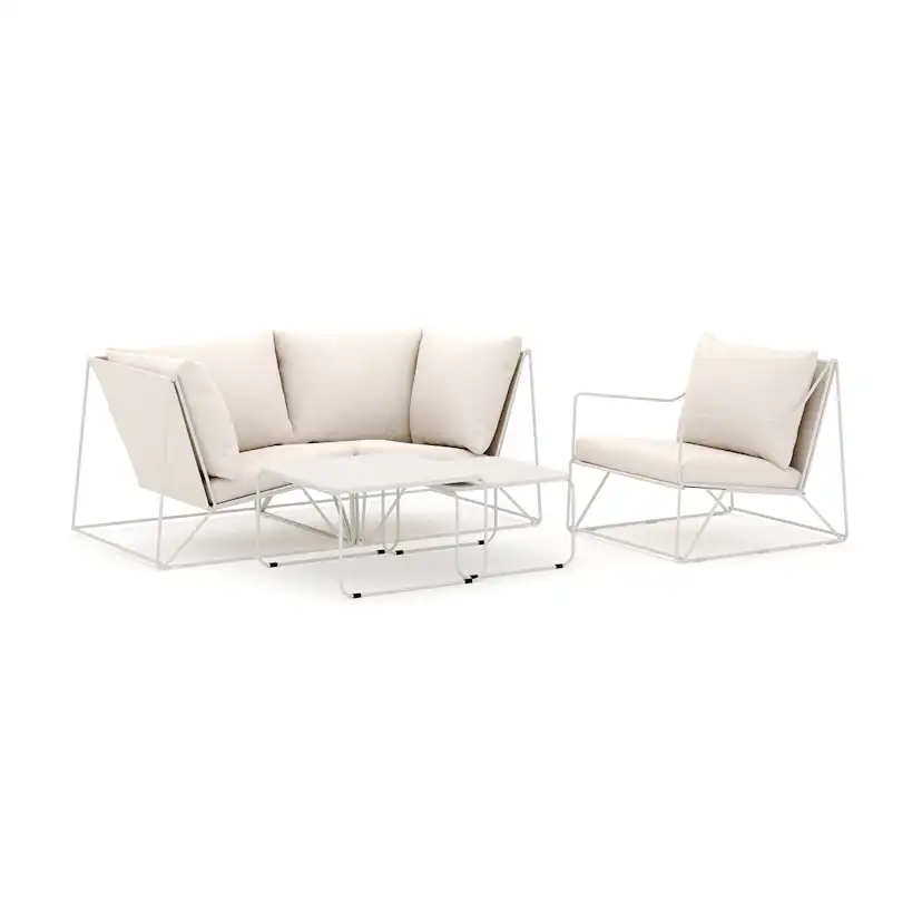 Loungesoffa Comfort Garden Usteryd utomhus rak 3-sits soffa med fåtölj