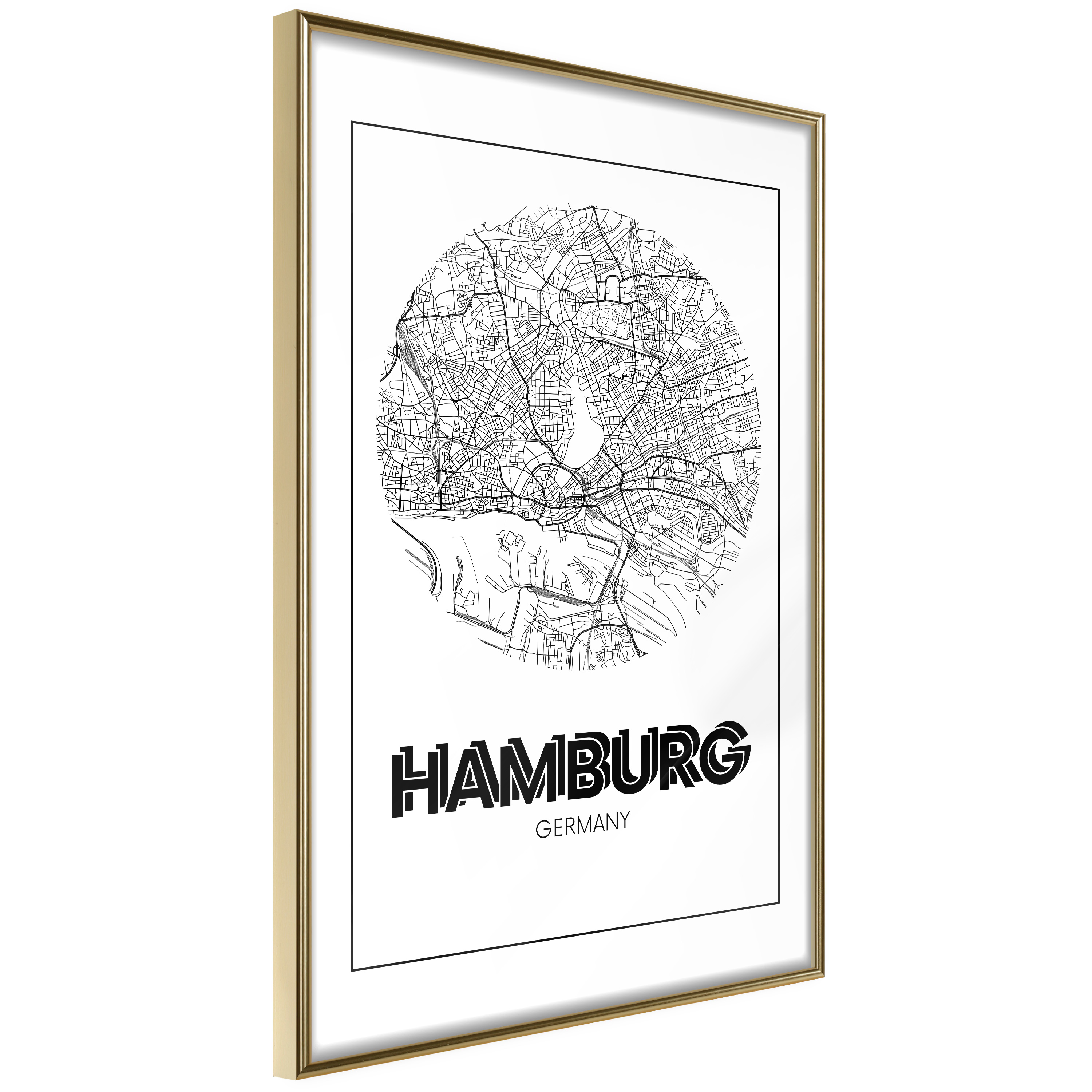 Affisch - Retro Hamburg [Poster] 30x45 Guld ram, 30x45 cm