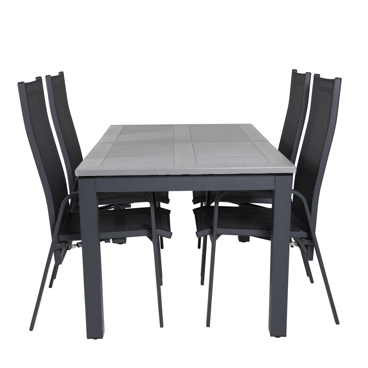 Albany Dining Table 160/240*100 - Svart Alu / Grey Aintwood+ Svart/Grå