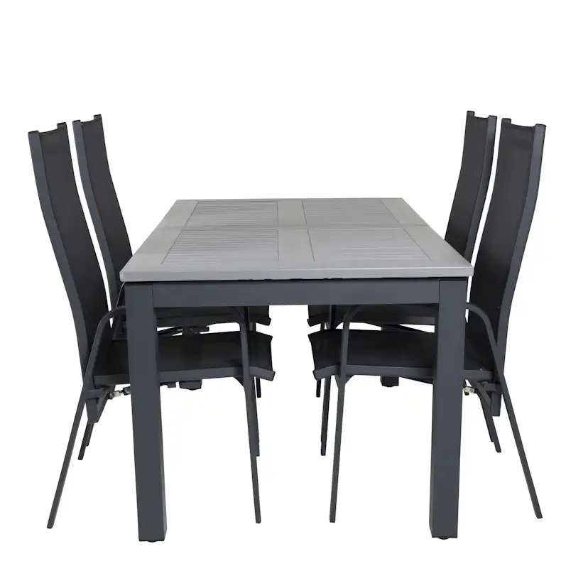 Albany Dining Table 160/240*100 - Svart Alu / Grey Aintwood+ Svart/Grå