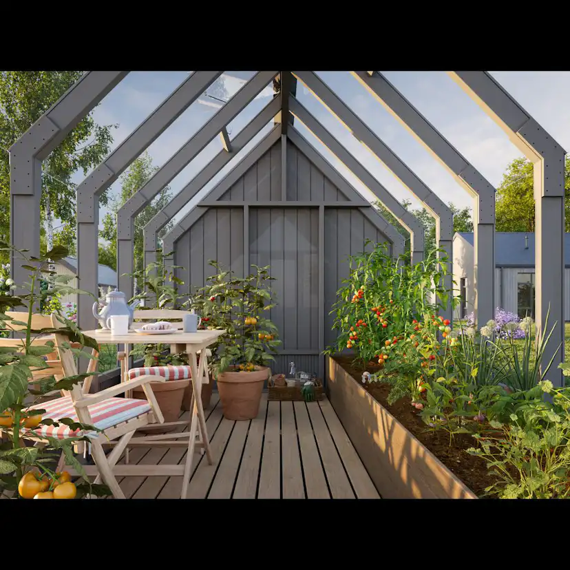 Växthus Palmako Emilia 13,1 m² (inv. 8,2+4,0 m²)