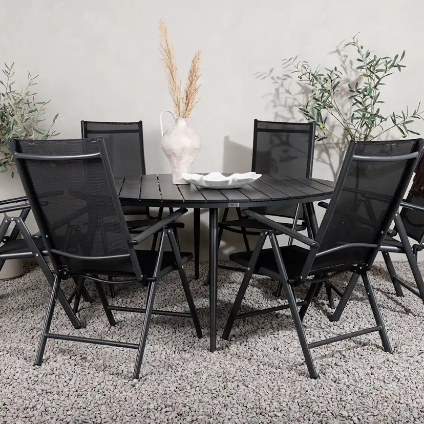 Break - Dining Table Round- Black / Black - Alu / Aintwood - Svart