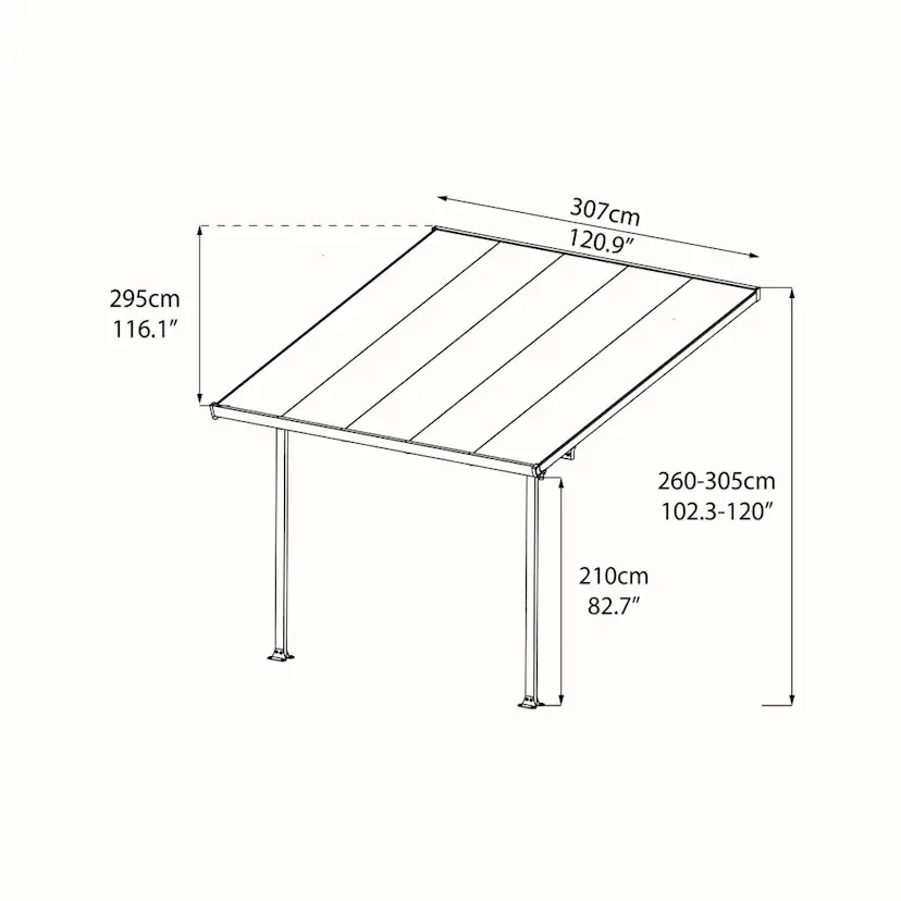 FERIA PATIO COVER 9,1 M2 - 3X3,05M WHITE Vit 3X3,05 m