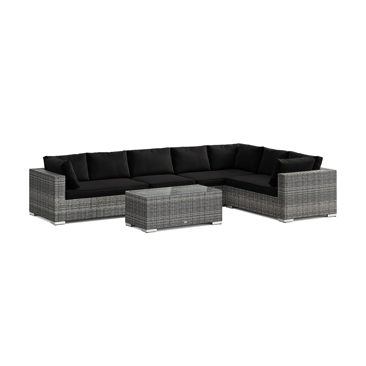 Loungegrupp Comfort Garden Bahamas L-formad utesoffa höger, 7-sits med bord