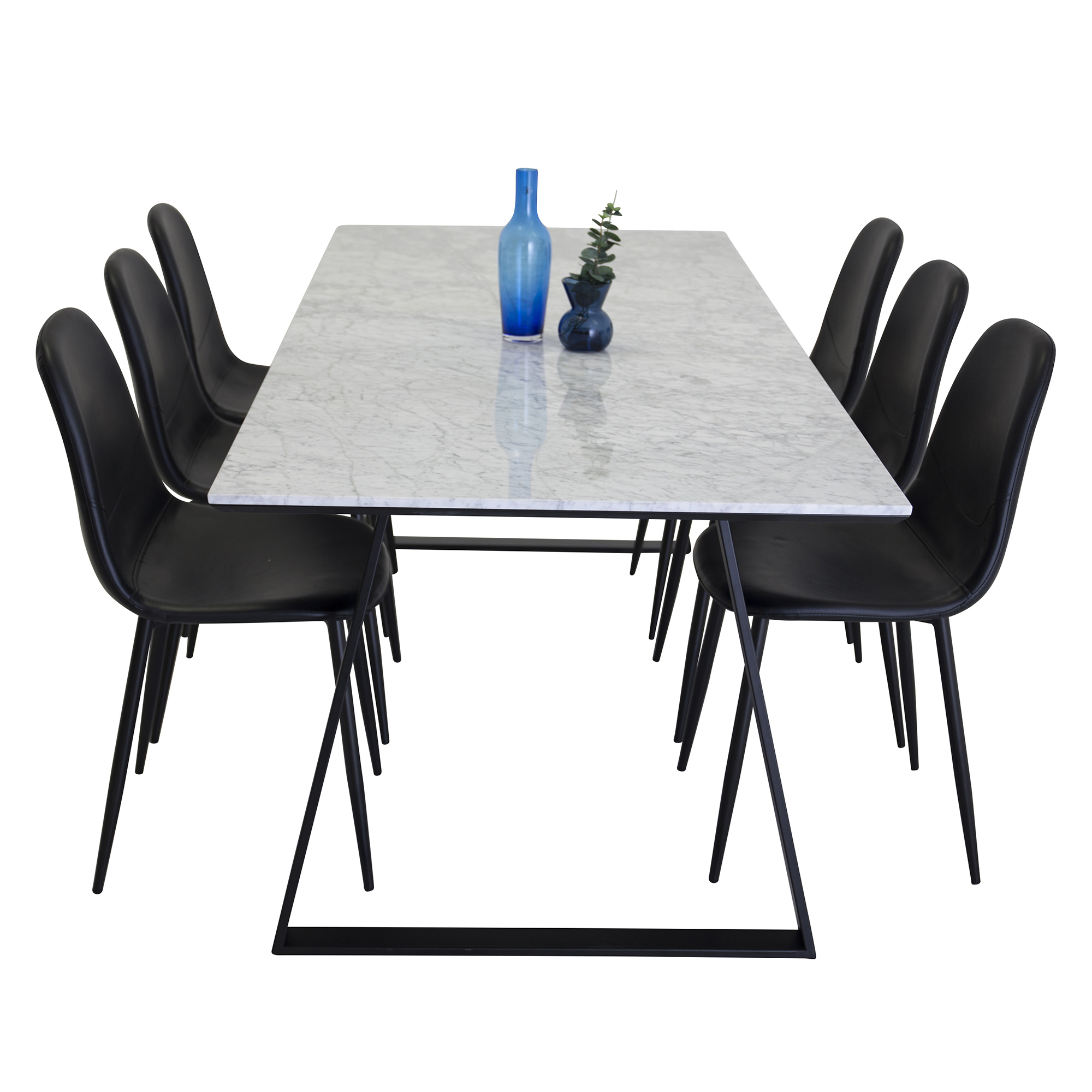 Matgrupp Venture Home Estelle med 6 Pobbie Stolar Konstläder