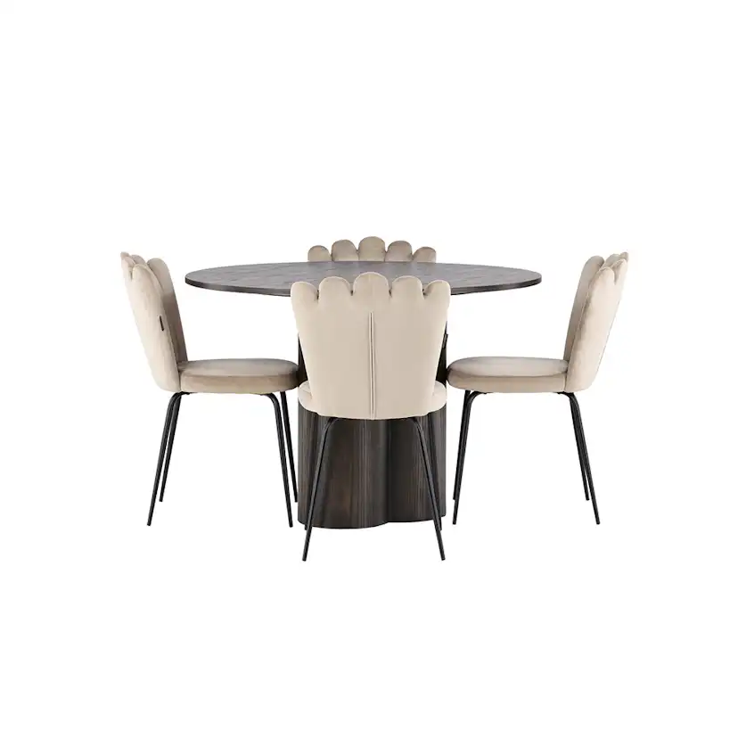 Matgrupp Venture Home Olivia Ø 110 cm med 4 Limhamn Stolar