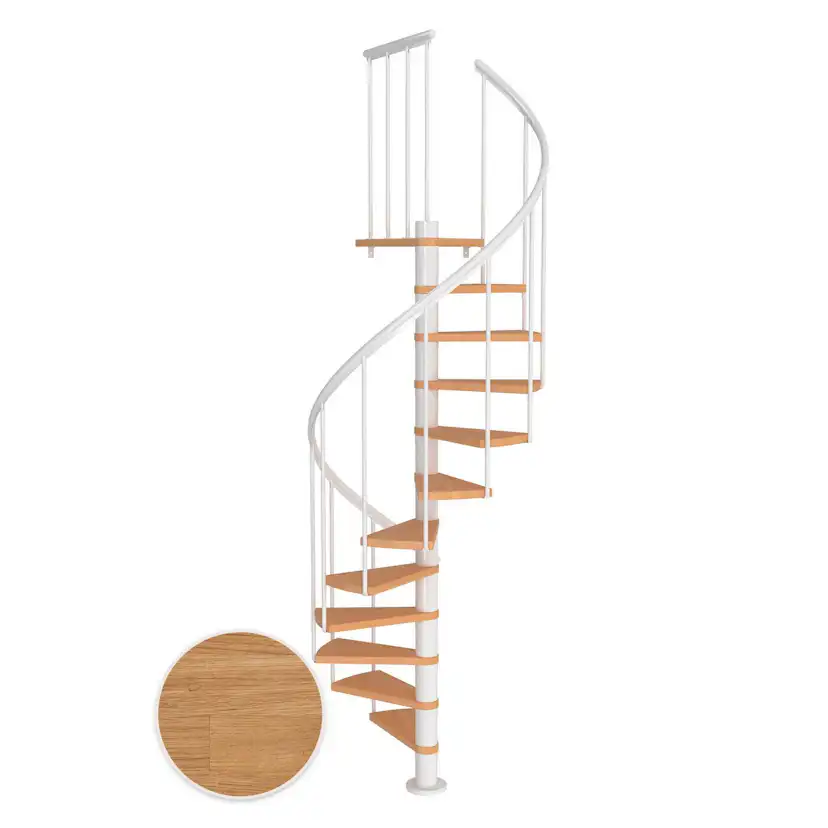 MONTREAL spiral ek oljad vit CLASSIC2 12T Ø120 Vit, Golv till golv höjd: 2700-3090 mm, 12+1 steg