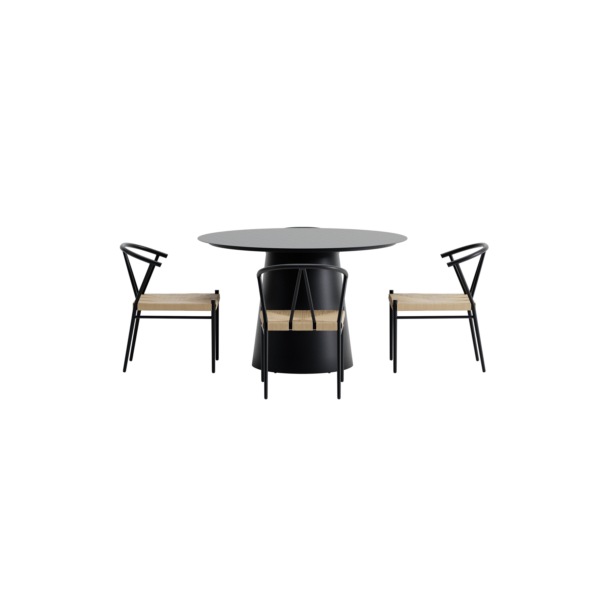 Lanzo Table - Black with 4 Alfons Chair - Black Färg: Svart