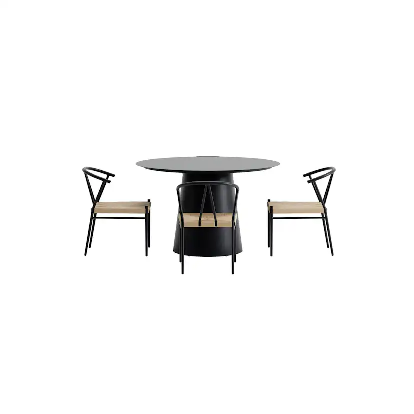 Lanzo Table - Black with 4 Alfons Chair - Black Färg: Svart