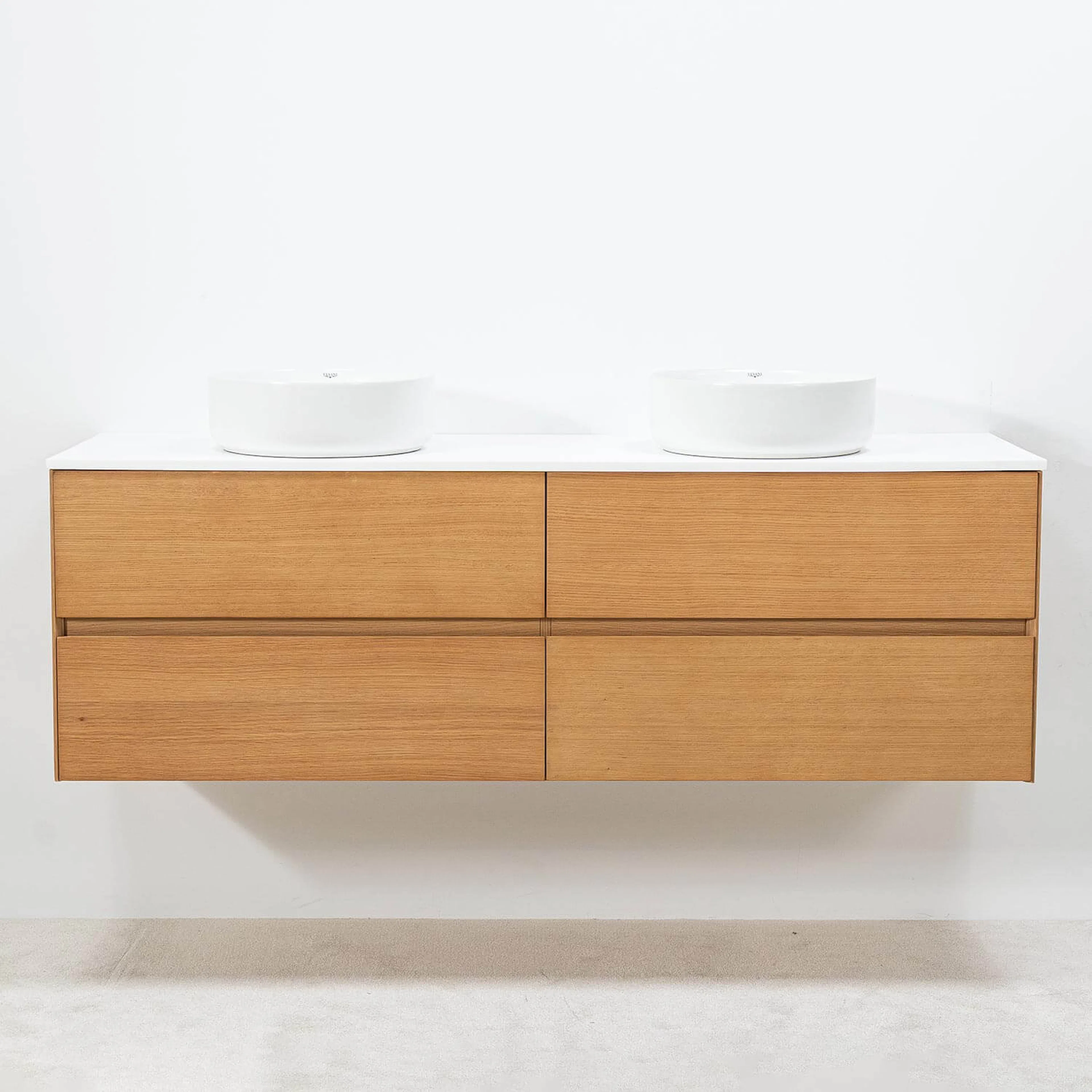 Dubbelkommod Ek 150cm Vit Ovanpåliggande Handfat - Marstrand