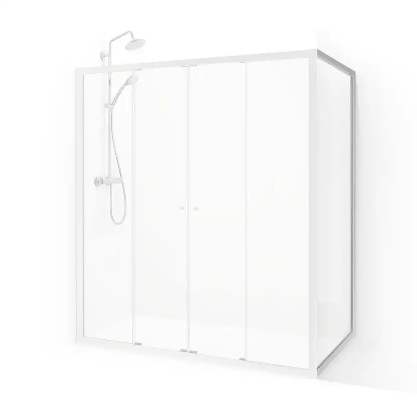 Flow Vinkelvägg 80 Vit Ic 800x1900 mm, Vit, Frostat Glas