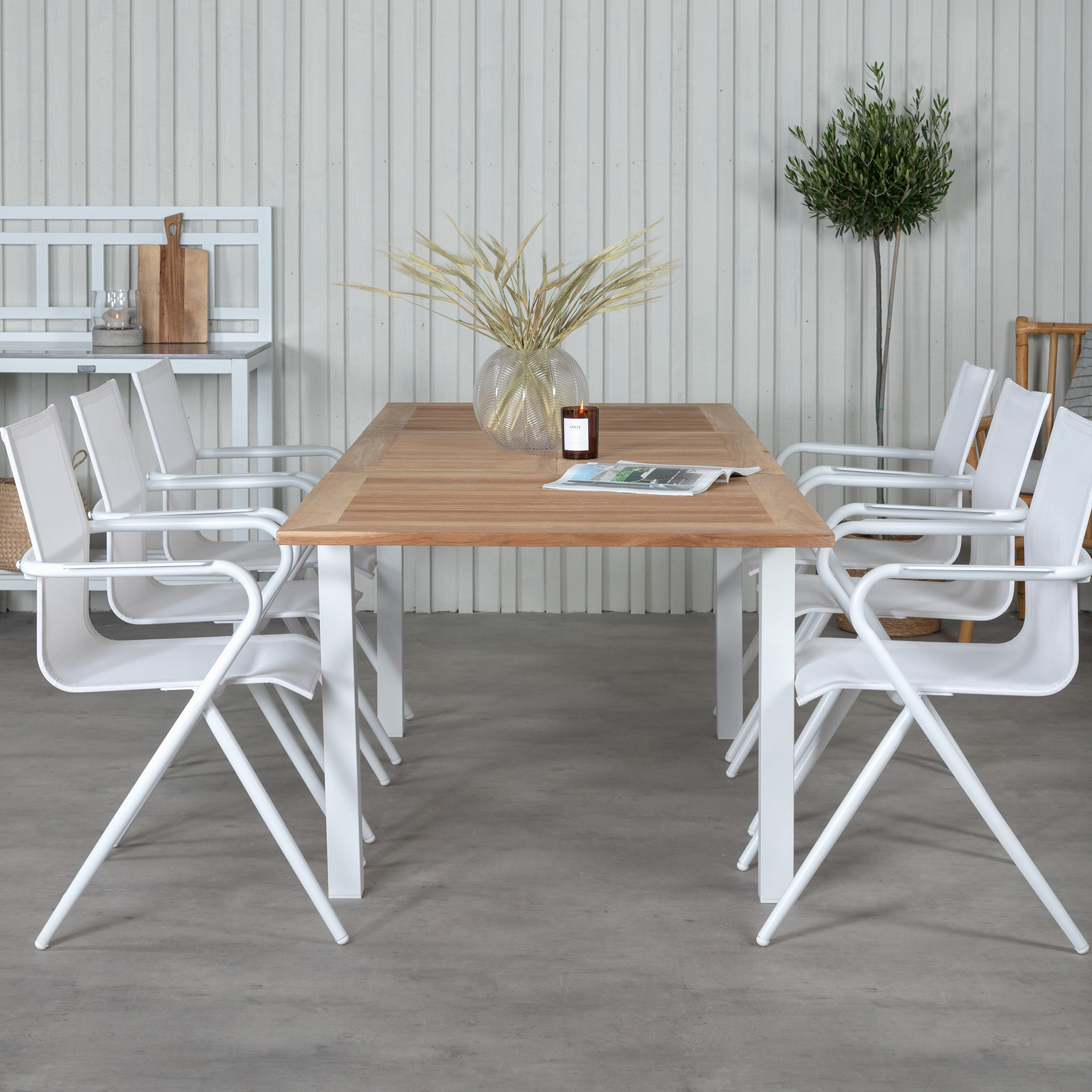Matgrupp Utomhus Venture Home Pave med 6 Act Trädgårdsstolar L: 160 cm