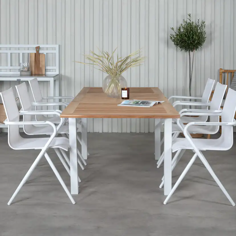 Matgrupp Utomhus Venture Home Pave med 6 Act Trädgårdsstolar L: 160 cm