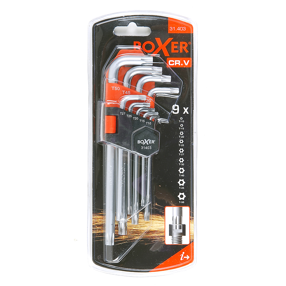 Torx Nyckelsats Boxer 9-delar CR.V-stål