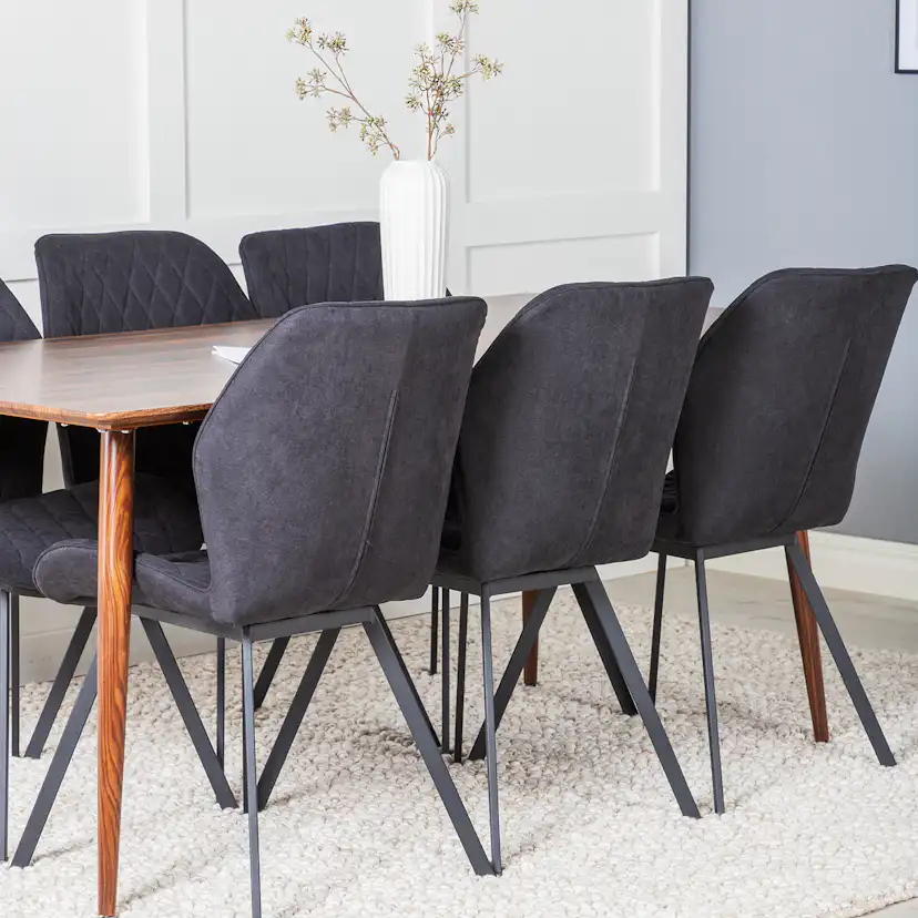Polar Dining Table 180 cm+Gemma Dining Chair Valnöt/Svart