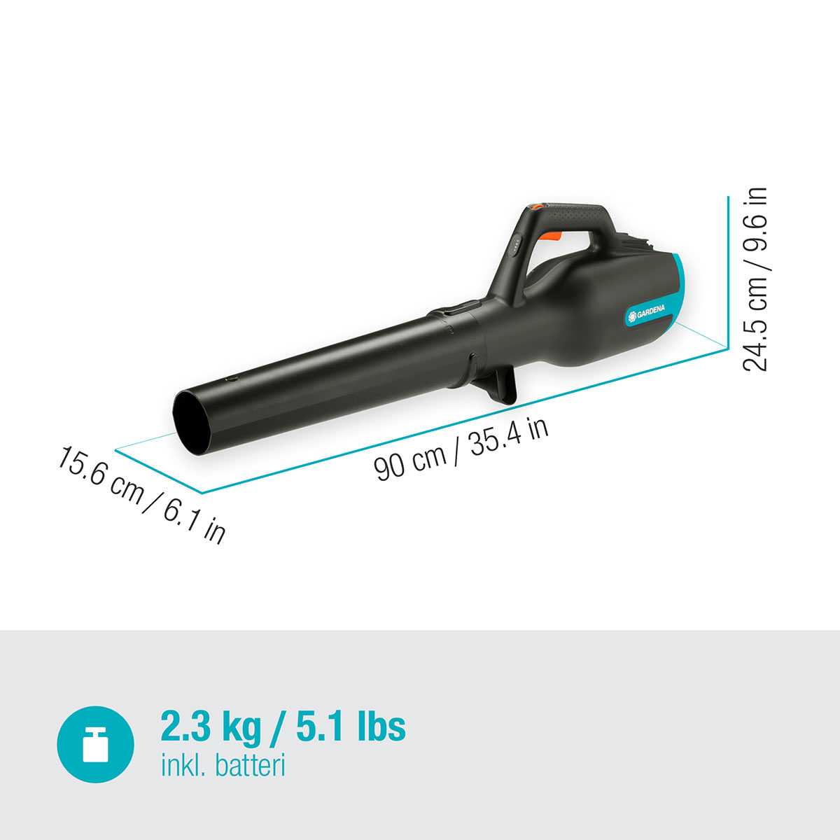 Lövblåsare Gardena PowerJet 18V P4A Komplett (2,5Ah batteri + standardladdare)