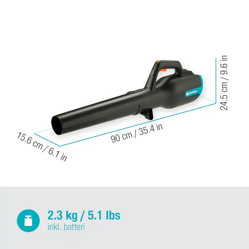 Lövblåsare Gardena PowerJet 18V P4A Komplett (2,5Ah batteri + standardladdare)