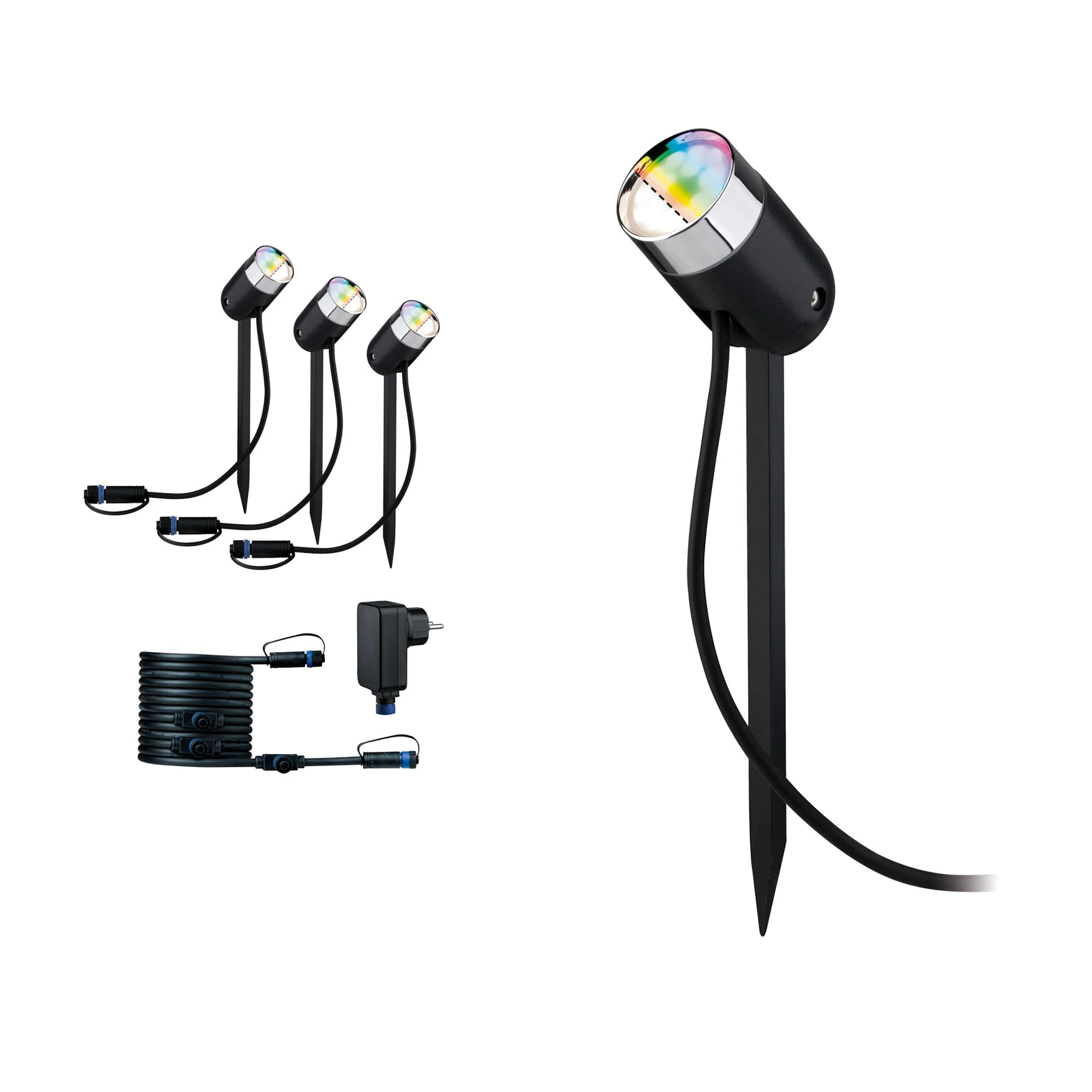 Spotlight Paulmann Pike Plug & Shine LED  Smart Home Zigbee 3.0 Pike IP65 24V 3-pack med Transformator och Kabel