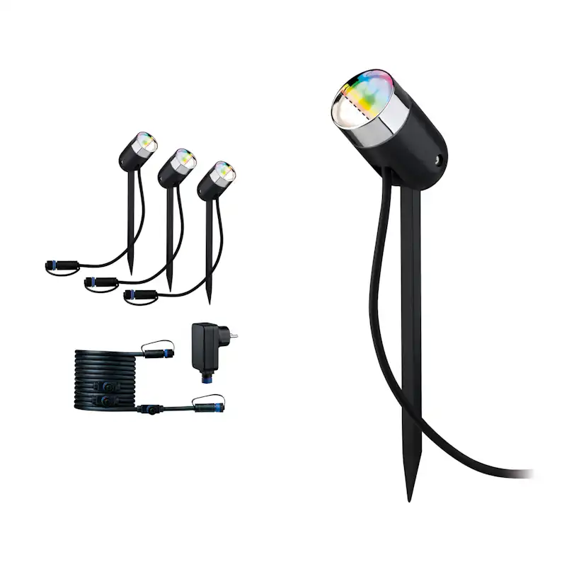 Spotlight Paulmann Pike Plug & Shine LED Smart Home Zigbee 3.0 Pike IP65 24V 3-pack med Transformator och Kabel