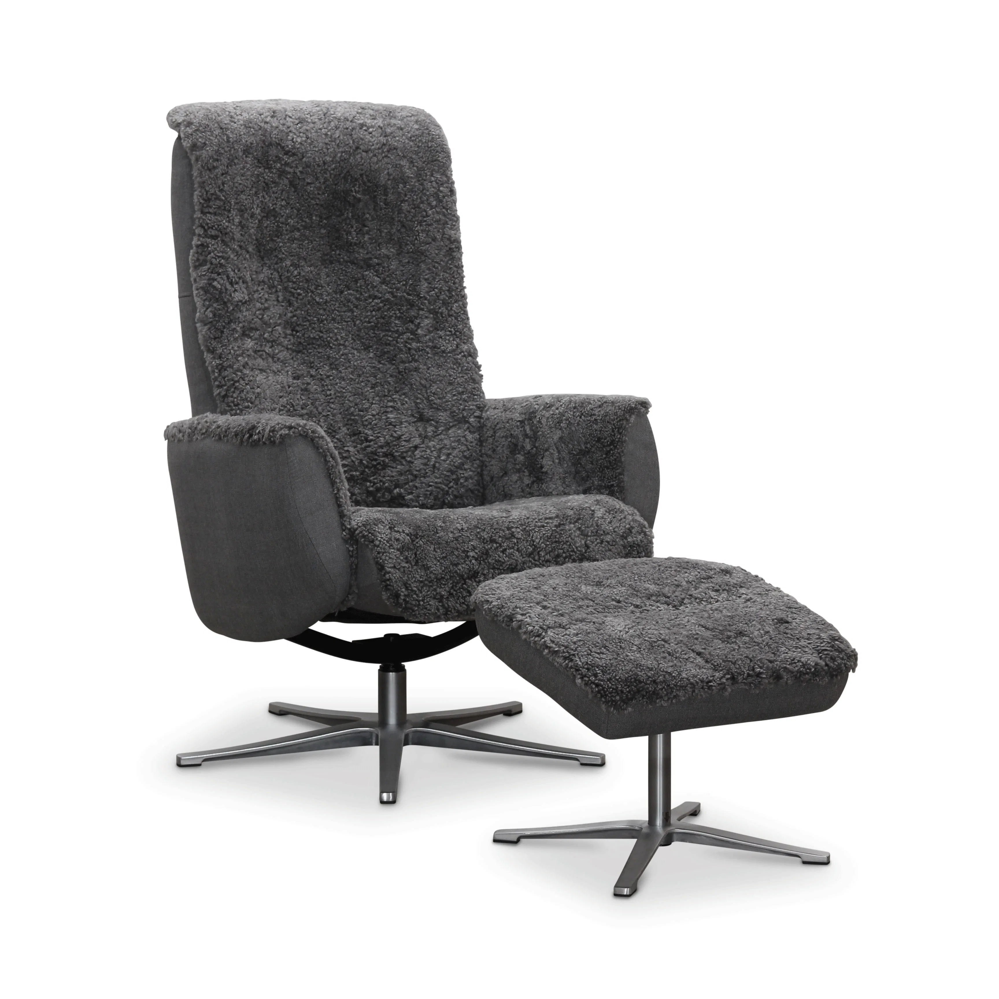 Ställbar fåtölj Hagagruppen Paris Fårskinn med Pall